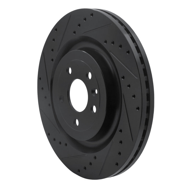 R1 13-19 Ford Police Interceptor Sedan Front Left Drilled & Slotted Black Brake Rotor