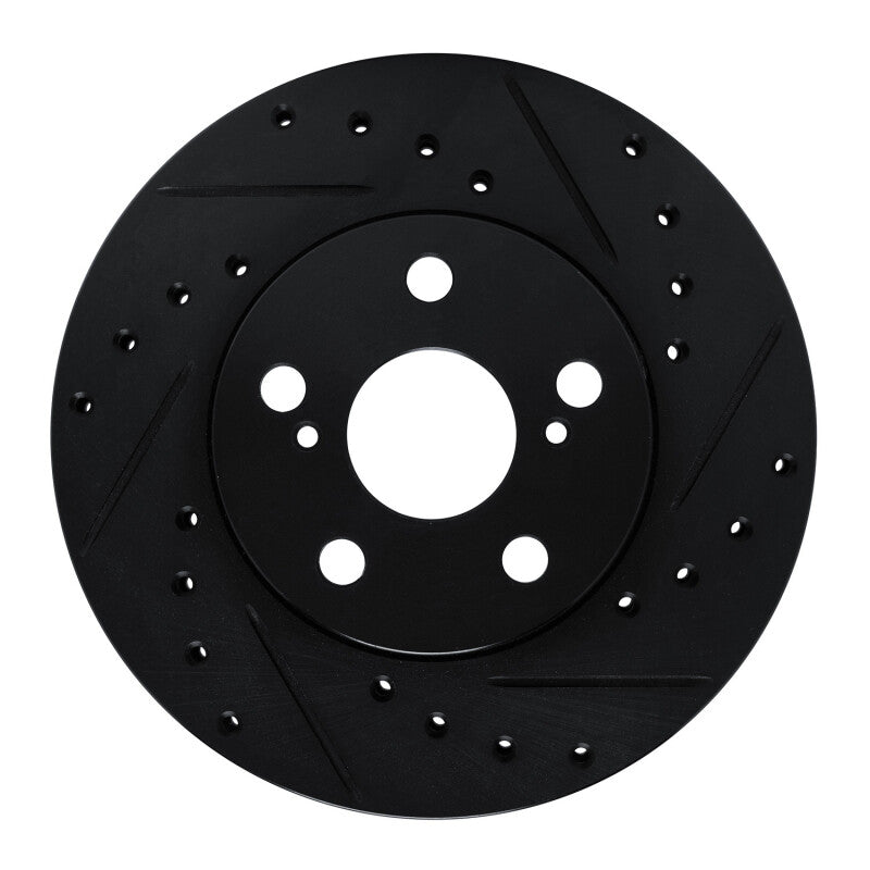 R1 87-87 Toyota Camry Front Right Drilled & Slotted Black Brake Rotor