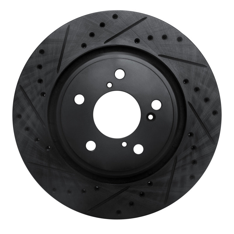 R1 15-25 Acura MDX Front Left Drilled & Slotted Black Brake Rotor