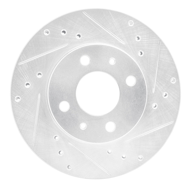 R1 88-06 Nissan NX Front Right Drilled & Slotted Silver Brake Rotor