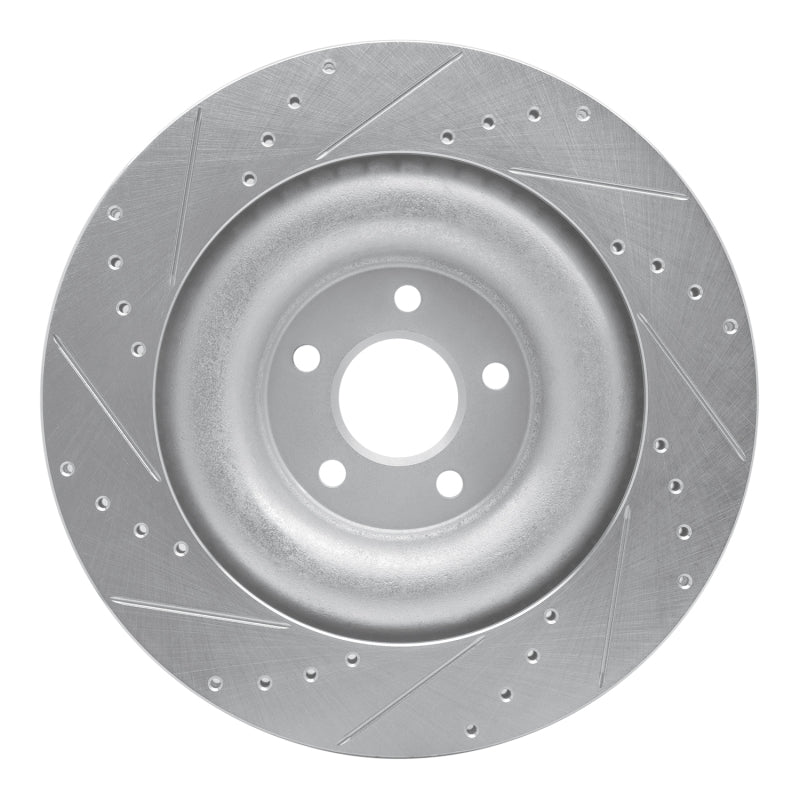 R1 10-24 Jaguar XF Rear Right Drilled & Slotted Silver Brake Rotor