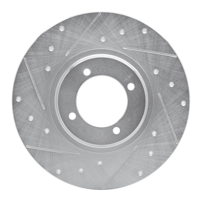 R1 62-80 MG MGB Front Left Drilled & Slotted Silver Brake Rotor