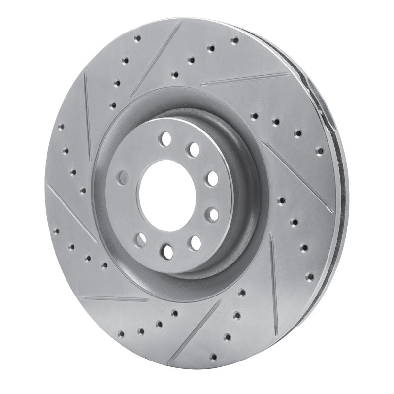R1 08-11 Saab 9-3 Front Left Drilled & Slotted Silver Brake Rotor