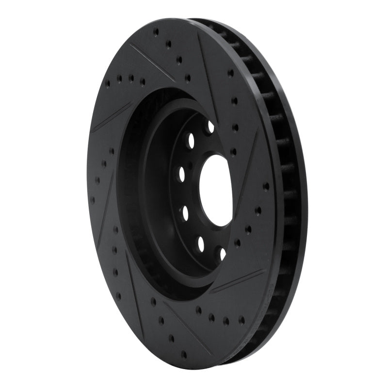 R1 93-98 Toyota Supra Front Left Drilled & Slotted Black Brake Rotor
