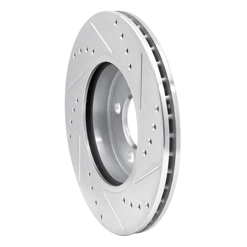 R1 07-15 Mini Cooper Clubman Front Left Drilled & Slotted Silver Brake Rotor