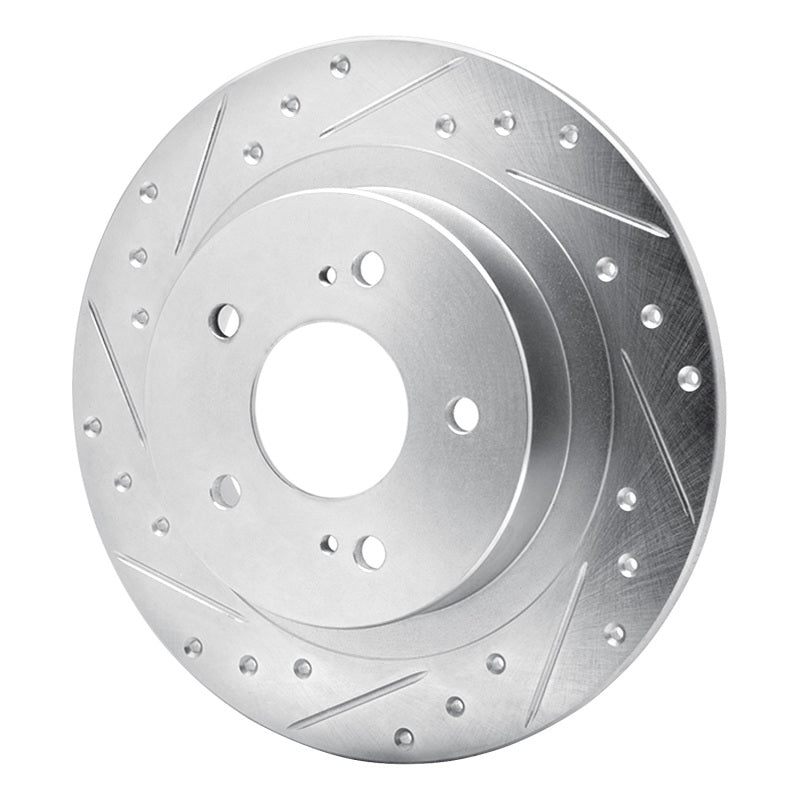 R1 84-88 Nissan 300ZX Turbo Rear Left Drilled & Slotted Silver Brake Rotor