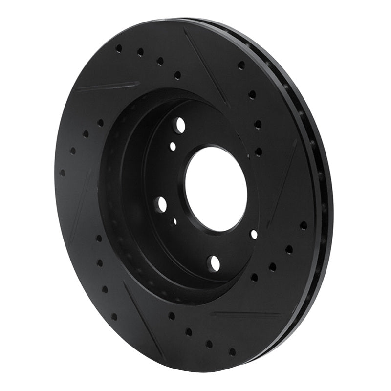 R1 02-15 Acura RSX Front Left Drilled & Slotted Black Brake Rotor