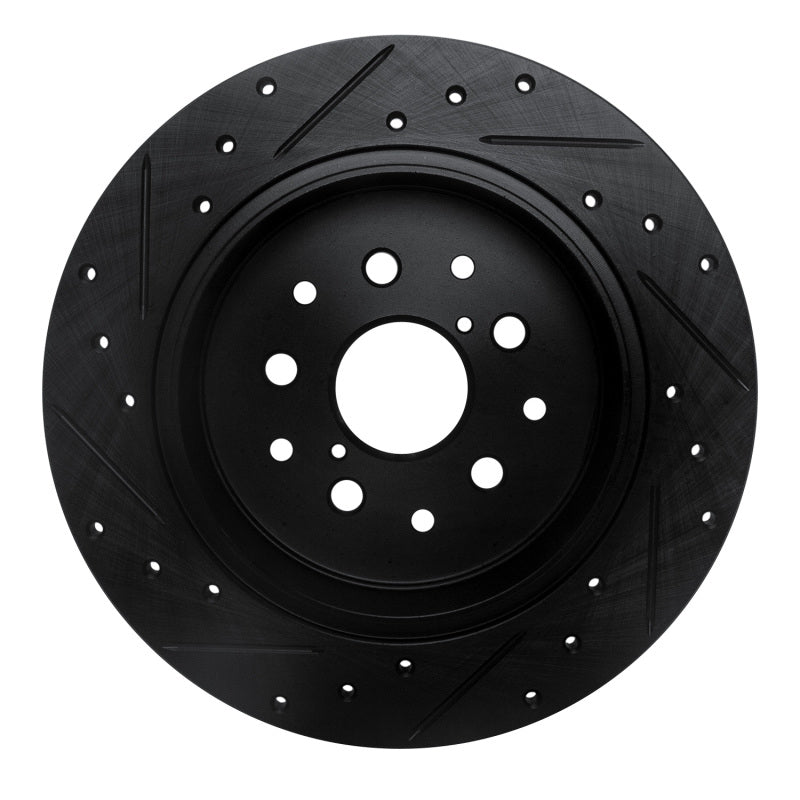 R1 98-10 Lexus GS400 Rear Right Drilled & Slotted Black Brake Rotor