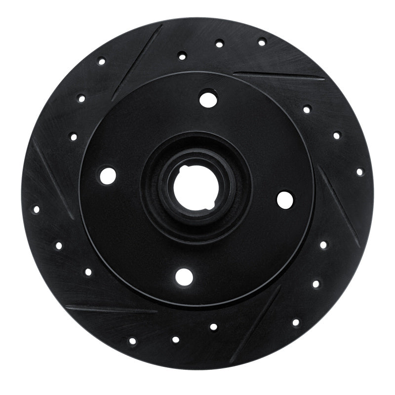 R1 65-74 Volkswagen Type 3 Sedan Front Left Drilled & Slotted Black Brake Rotor