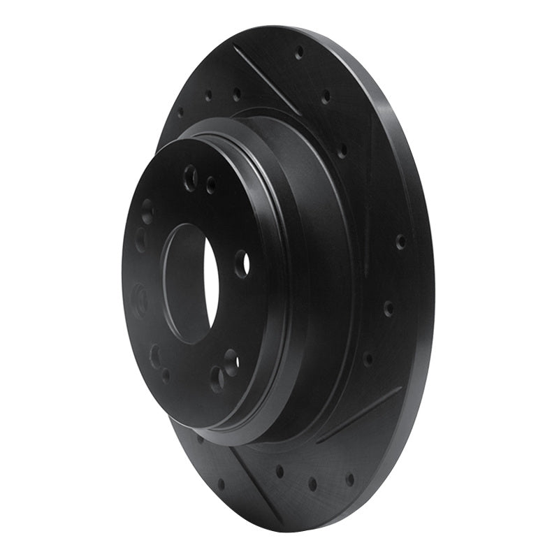 R1 02-04 Acura RL Rear Right Drilled & Slotted Black Brake Rotor