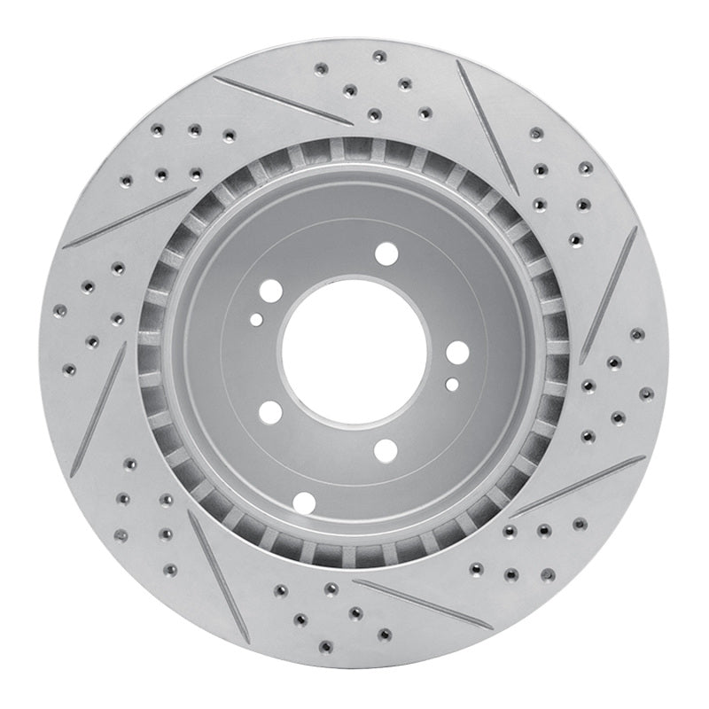 R1 08-15 Mitsubishi Lancer Rear Left Drilled & Slotted Geo-Carbon Rotor