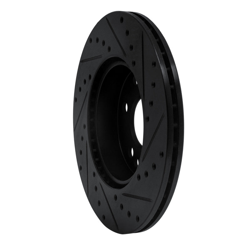 R1 90-95 Mercedes-Benz E320 Front Left Drilled & Slotted Black Brake Rotor