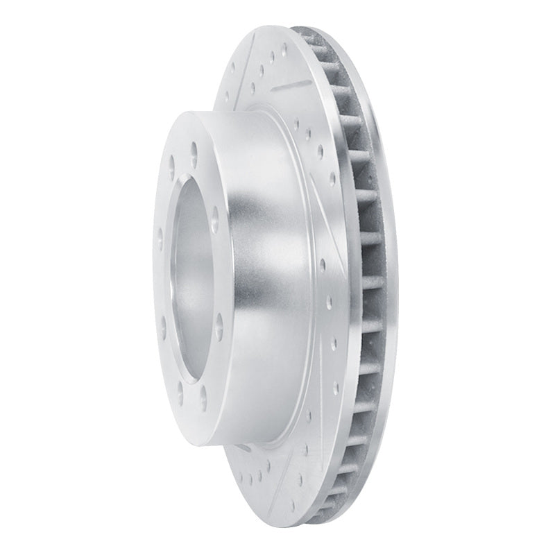 R1 95-99 Ford F-350 4WD (Excl Super Duty) Front Left Drilled & Slotted Silver Brake Rotor