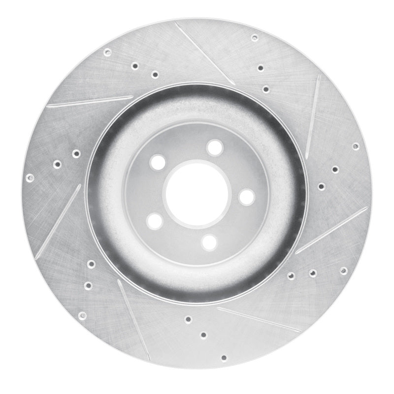R1 15-23 Ford Mustang Front Left Drilled & Slotted Silver Brake Rotor