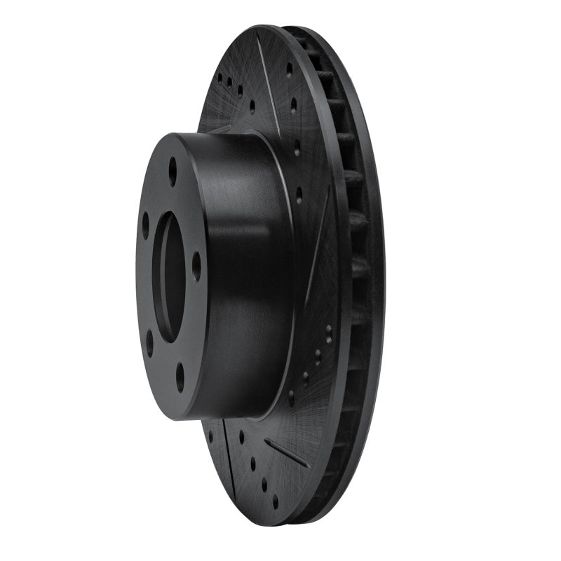 R1 75-80 Ford Granada Right Rear Drilled & Slotted Black Brake Rotor