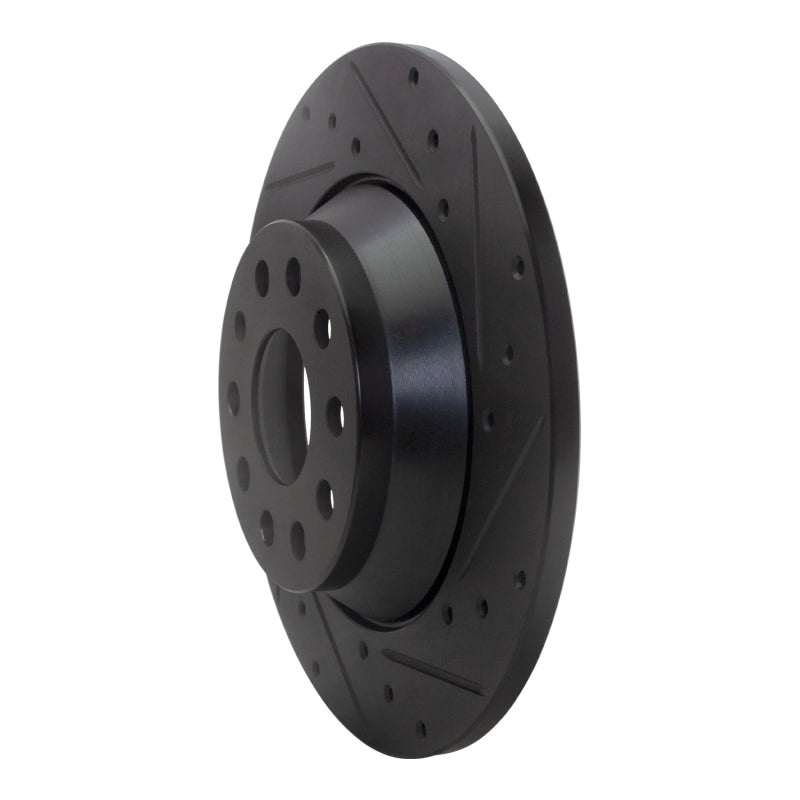 R1 16-25 Audi Q3 Rear Right Drilled & Slotted Black Brake Rotor