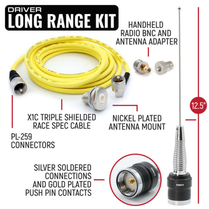 Rugged Radios IMSA Driver & Crew Chief Long Track Racing Kit w/ RDH16 Radios