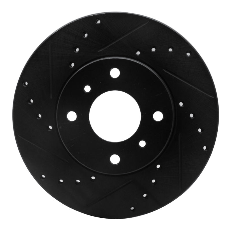 R1 93-06 Infiniti G20 Front Left Drilled & Slotted Black Brake Rotor