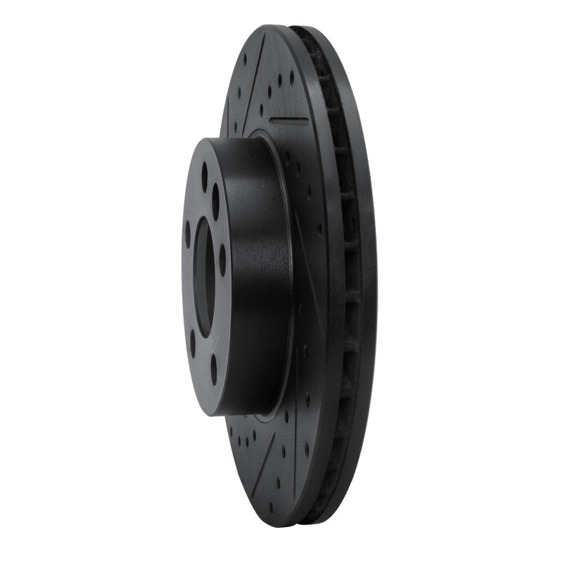 R1 96-00 Volkswagen EuroVan Front Left Drilled & Slotted Black Brake Rotor
