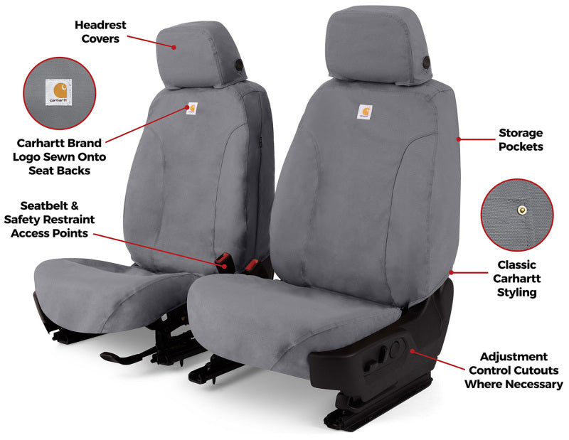 Covercraft 11-16 Ford F-250 Carhartt SeatSaver Custom Front Row Seat Covers - Gravel