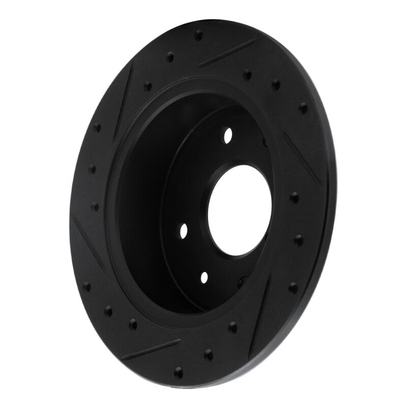 R1 86-88 Mazda RX-7 Rear Right Drilled & Slotted Black Brake Rotor