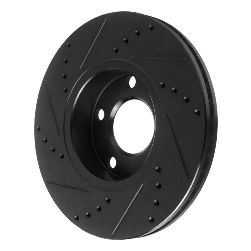 R1 85-91 Audi 5000S Front Right Drilled & Slotted Black Brake Rotor