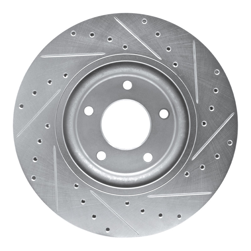 R1 98-06 Jaguar XJR Front Left Drilled & Slotted Silver Brake Rotor