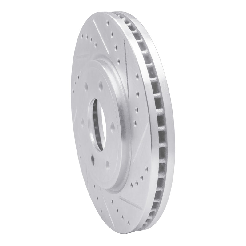 R1 05-21 Nissan Frontier Front Right Drilled & Slotted Silver Brake Rotor
