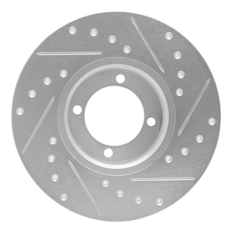 R1 74-79 Lotus Eclat Front Left Drilled & Slotted Silver Brake Rotor