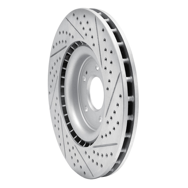 R1 08-15 Mitsubishi Lancer Front Left Drilled & Slotted Geo-Carbon Rotor