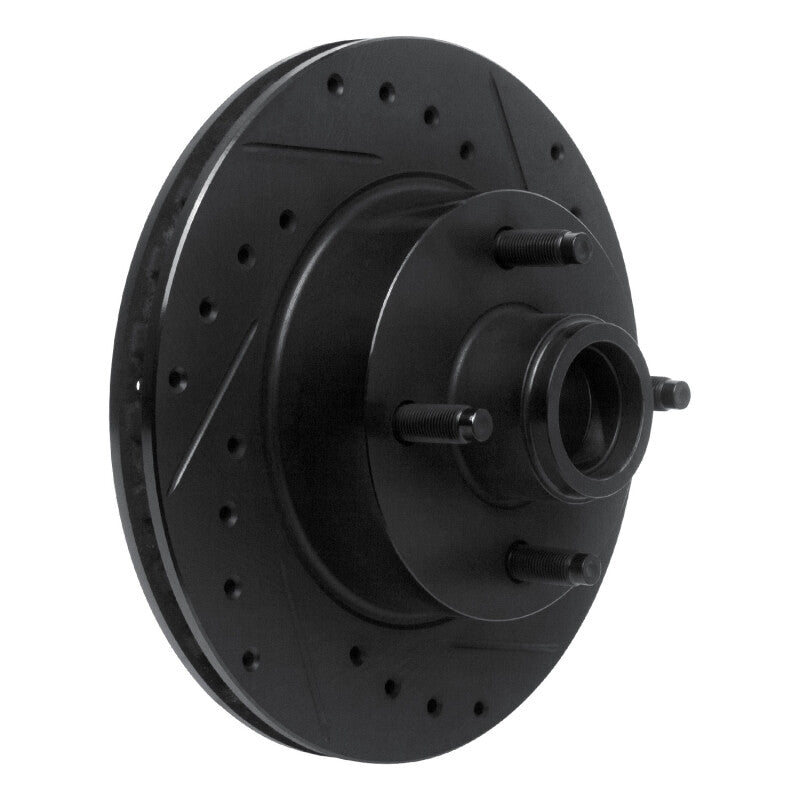 R1 78-93 Ford Mustang Front Right Drilled & Slotted Black Brake Rotor