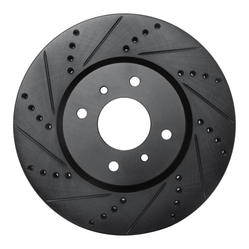 R1 04-06 Nissan Sentra Front Left Drilled & Slotted Black Brake Rotor