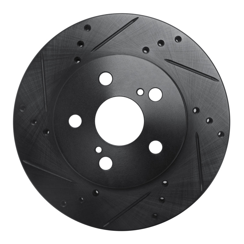 R1 16-22 Toyota Prius Front Left Drilled & Slotted Black Brake Rotor