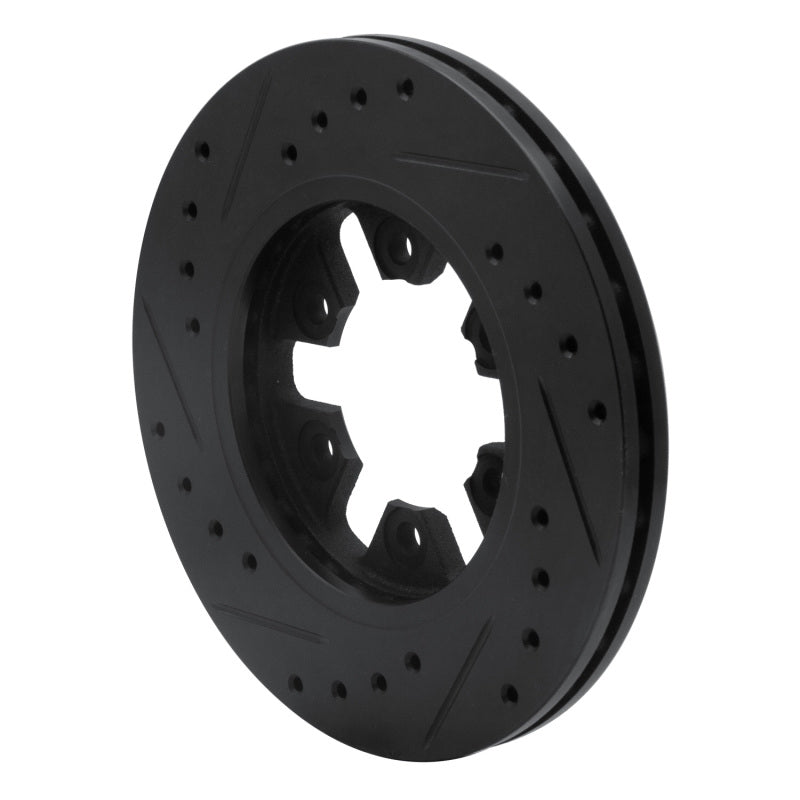 R1 82-85 Nissan 720 Datsun Front Left Drilled & Slotted Black Brake Rotor