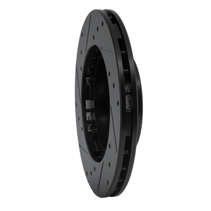 R1 87-92 Geo Prizm Front Right Drilled & Slotted Black Brake Rotor