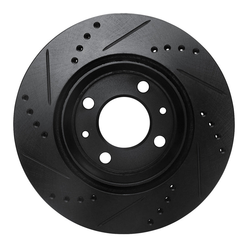 R1 87-93 Saab 900 Front Right Drilled & Slotted Black Brake Rotor
