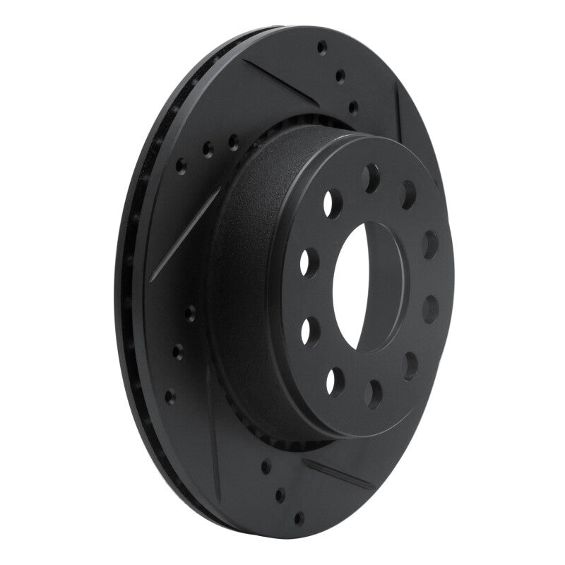 R1 90-97 Audi S4 Rear Right Drilled & Slotted Black Brake Rotor