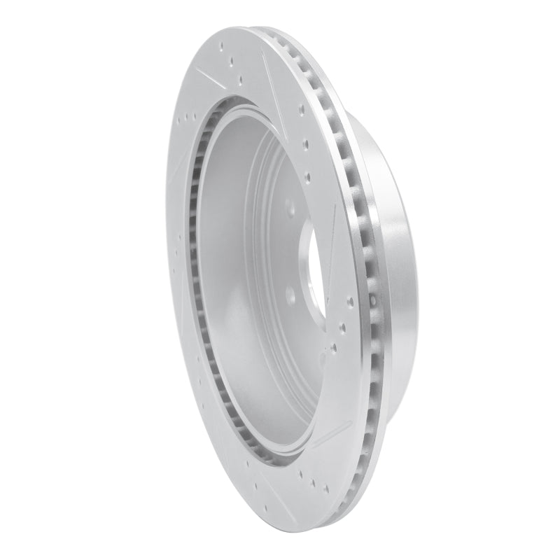 R1 17-24 Nissan Titan Rear Left Drilled & Slotted Silver Brake Rotor