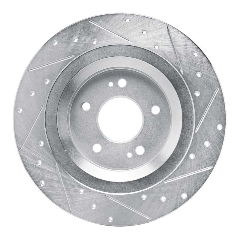 R1 22-25 Hyundai SANTA FE Rear Left Drilled & Slotted Silver Brake Rotor
