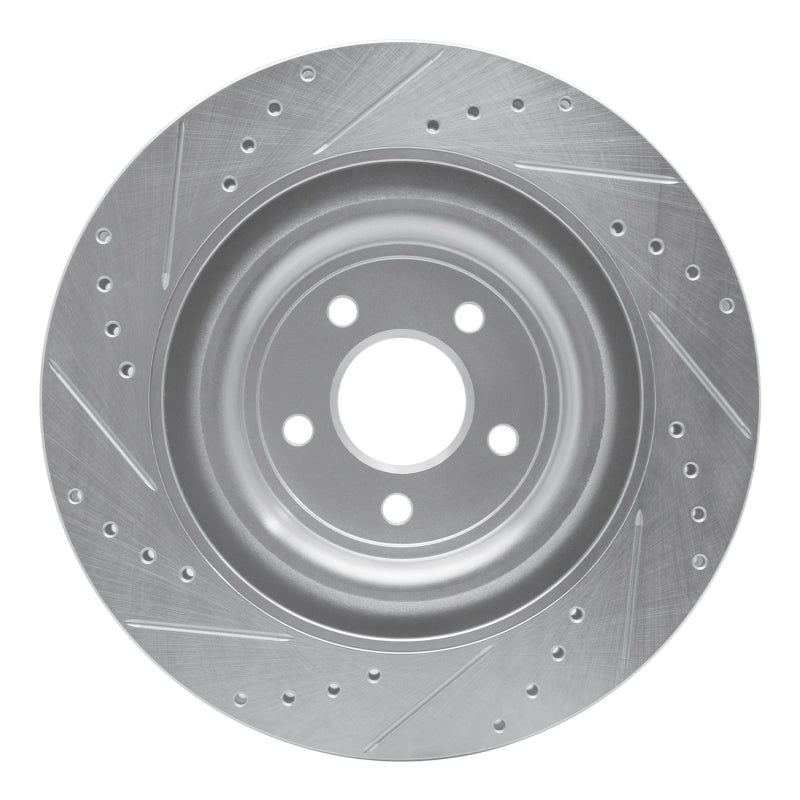 R1 08-09 Jaguar XKR Left Rear Drilled & Slotted Silver Brake Rotor
