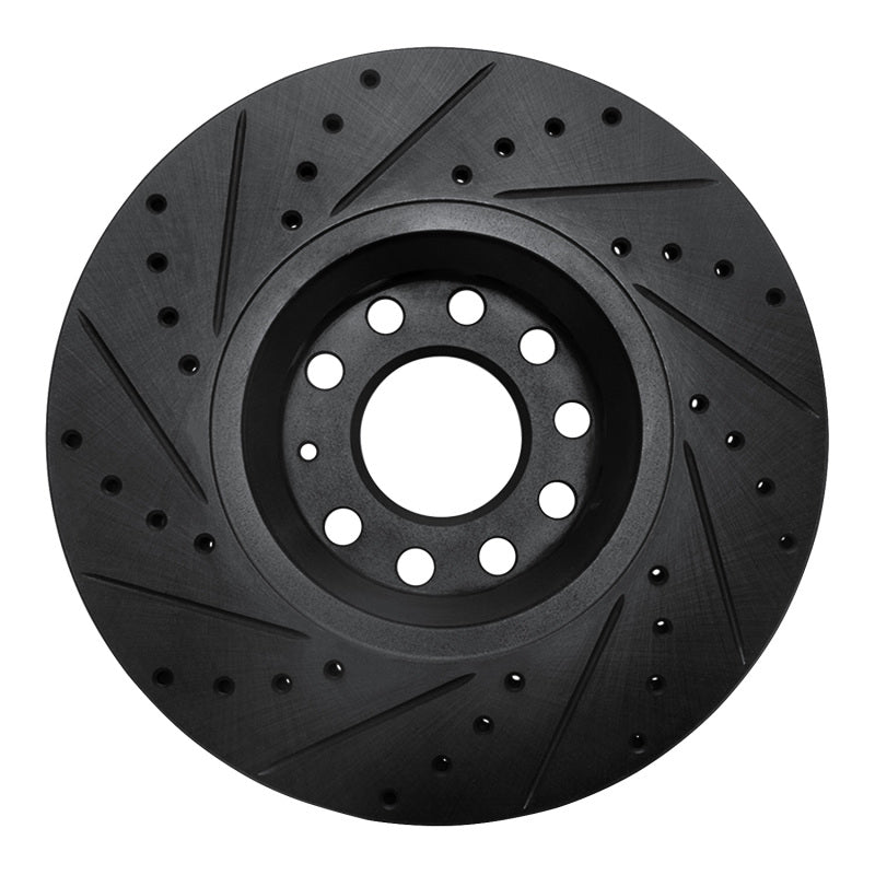 R1 97-06 Audi A4 Quattro Front Right Drilled & Slotted Black Brake Rotor