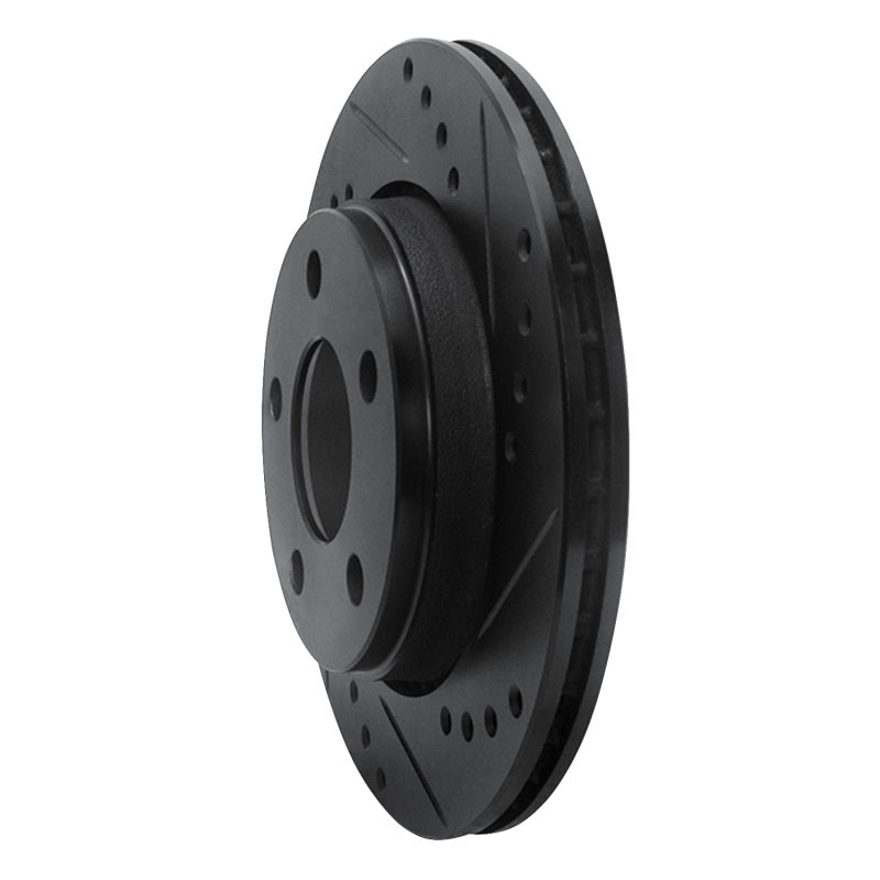 R1 85-91 Audi 200 Quattro Rear Right Drilled & Slotted Black Brake Rotor