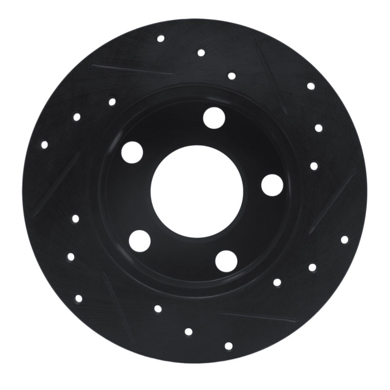 R1 96-05 Audi A4 Quattro Rear Left Drilled & Slotted Black Brake Rotor