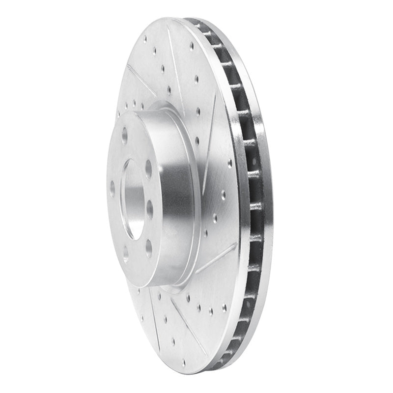 R1 07-19 BMW X5 Front Right Drilled & Slotted Silver Brake Rotor