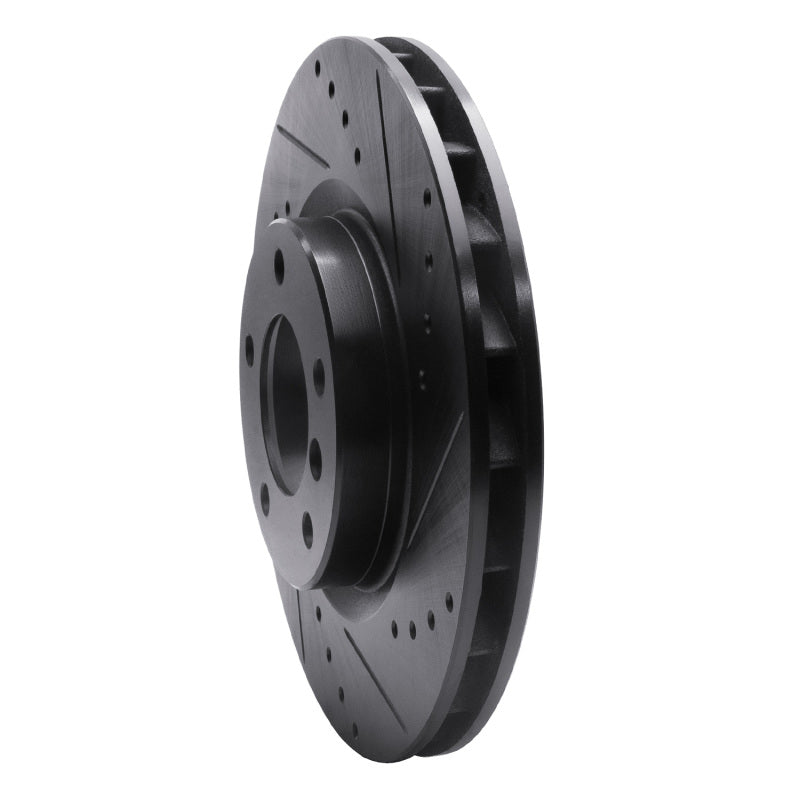 R1 95-99 BMW M3 E36 Left Front Drilled & Slotted Black Brake Rotor