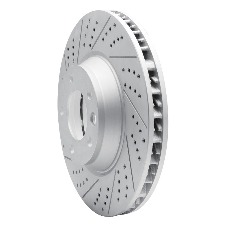 R1 03-15 Audi Q7 Left Front Drilled & Slotted Geo-Carbon Rotor