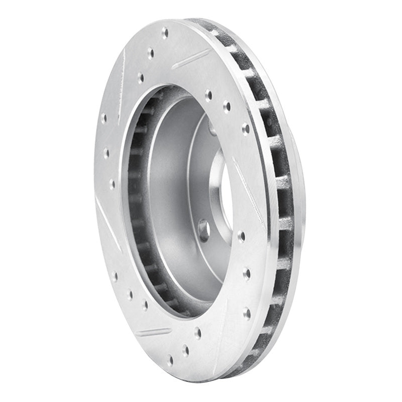 R1 81-94 Ford EXP Front Right Drilled & Slotted Silver Brake Rotor