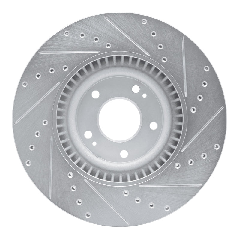 R1 20-25 Hyundai Palisade Front Left Drilled & Slotted Silver Brake Rotor