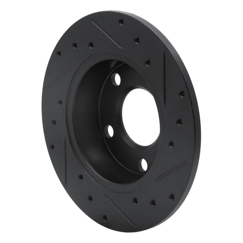 R1 99-05 Audi Allroad Rear Left Drilled & Slotted Black Brake Rotor