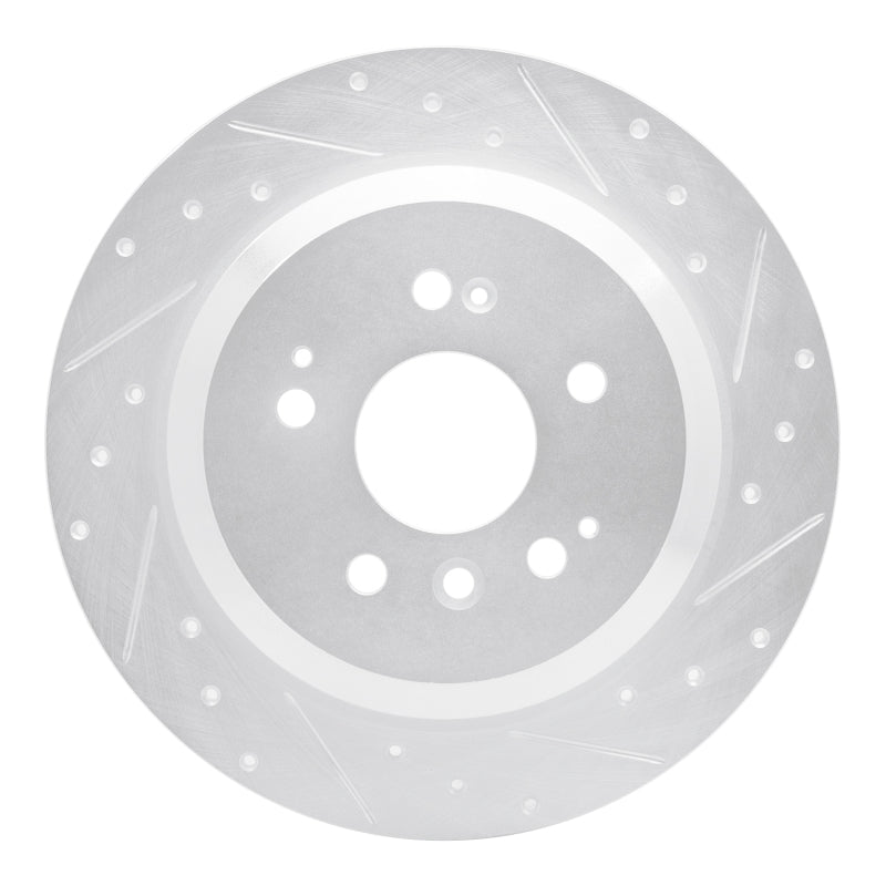 R1 16-25 Honda Ridgeline Rear Right Drilled & Slotted Silver Brake Rotor